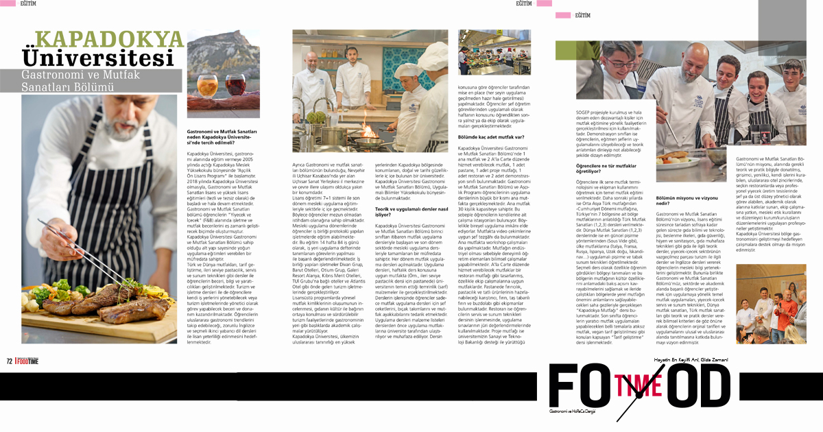 Gastronomi ve Mutfak Sanatları bölümümüz Food Time’a konuk oldu